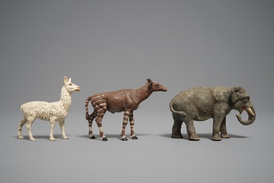 A collection of German elastolin and lineol animal toy figures, Hausser, 1st half 20th C.
