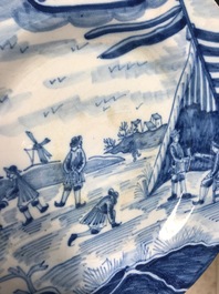 Elf blauwwitte Delftse borden uit de serie van de maanden, 19e eeuw