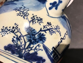A Dutch Delft blue and white chinoiserie teapot and cover, 1st half 18th C.