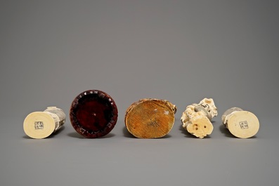 Five various Chinese carved ivory figures, 19/20th C.