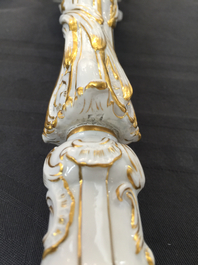 A pair of Meissen porcelain candlesticks, Germany, 19th C.
