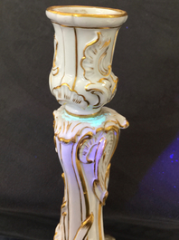 A pair of Meissen porcelain candlesticks, Germany, 19th C.