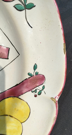 A rare French faience playing cards dish, poss. Ferrat, Moustiers, or Nevers, 18th C.