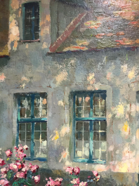 Verbrugghe, Charles (Belgi&euml;, 1877-1974), &ldquo;Begijnhofje van Brugge&rdquo;, gedat. 1951 (?), olie op paneel