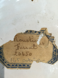 A rare French faience playing cards dish, poss. Ferrat, Moustiers, or Nevers, 18th C.