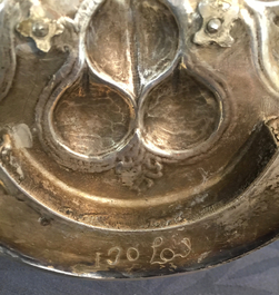 Een verguld zilveren monstrans met inlegwerk van half-edelstenen, gedateerd 1614