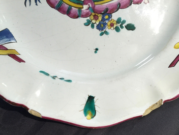 A rare French faience masonic dish, poss. Ferrat, Moustiers, or Nevers, 18th C.