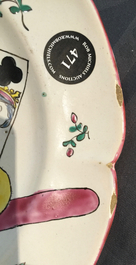 A rare French faience playing cards dish, poss. Ferrat, Moustiers, or Nevers, 18th C.