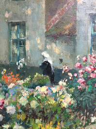 Verbrugghe, Charles (Belgi&euml;, 1877-1974), &ldquo;Begijnhofje van Brugge&rdquo;, gedat. 1951 (?), olie op paneel