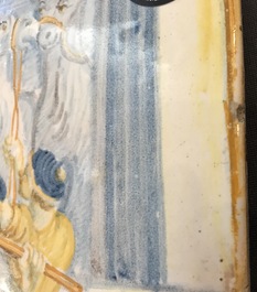 Two rectangular polychrome Castelli faience plaques, Italy, 18th C.