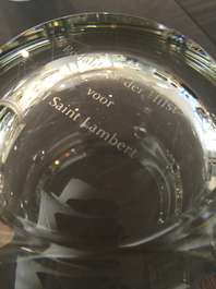 A four-piece Val Saint-Lambert crystal tulip vase, "Bulbe", by Ronald van der Hilst, ca. 2005