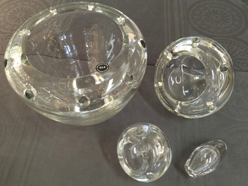 A four-piece Val Saint-Lambert crystal tulip vase, "Bulbe", by Ronald van der Hilst, ca. 2005