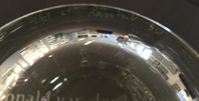 A four-piece Val Saint-Lambert crystal tulip vase, "Bulbe", by Ronald van der Hilst, ca. 2005