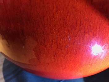 A large oxblood glazed modernist globular vase, Perignem, 2nd half 20th C.