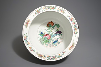 A large round famille rose style jardini&egrave;re, Samson, Paris, 19th C.