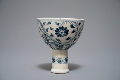 A Vietnamese blue and white stem cup, probably Le Dynasty, My Xa kilns, 15/16th C.