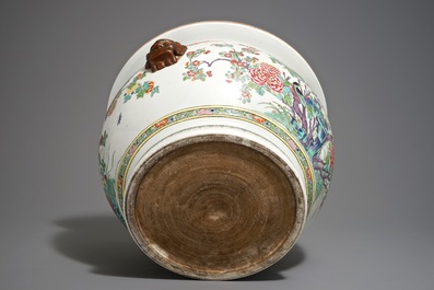 A large round famille rose style jardini&egrave;re, Samson, Paris, 19th C.