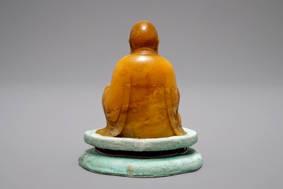 Un mod&egrave;le d'un Luohan en pierre de savon de Shoushan, Chine, 18/19&egrave;me