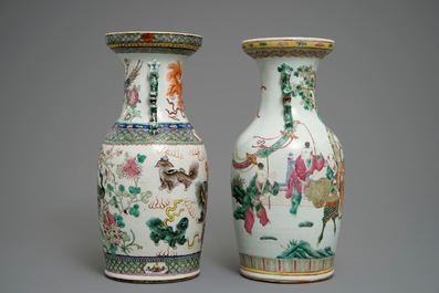 Twee Chinese famille rose vazen, 19e eeuw