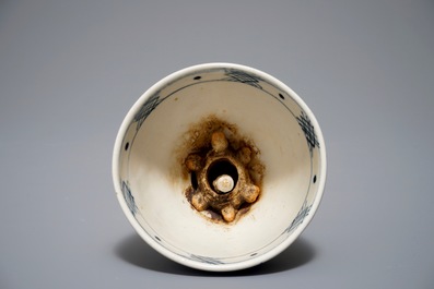 A Vietnamese blue and white stem cup, probably Le Dynasty, My Xa kilns, 15/16th C.