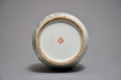 A Chinese famille rose floral vase, 20th C.