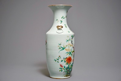 A Chinese famille rose floral vase, 20th C.