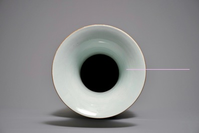 A Chinese famille rose floral vase, 20th C.