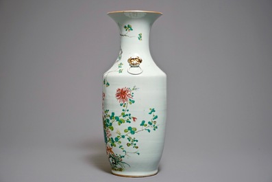 A Chinese famille rose floral vase, 20th C.