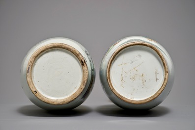 Two large Chinese famille rose figural vases, 19/20th C.