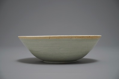 A Chinese incised qingbai bowl with underglaze floral design, Song