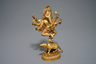 Un mod&egrave;le de Ganesh en bronze dor&eacute;, Sino-Tibet, 19/20&egrave;me