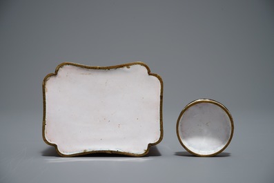 A Chinese Canton enamel tea caddy and cover, Qing
