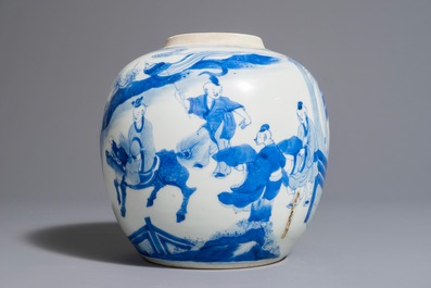 Een blauwwitte Chinese gemberpot met spelende jongens, Kangxi