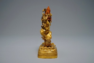 Une figure de Yamantaka en bronze dor&eacute;, Sino-Tibet ou N&eacute;pal, 19/20&egrave;me