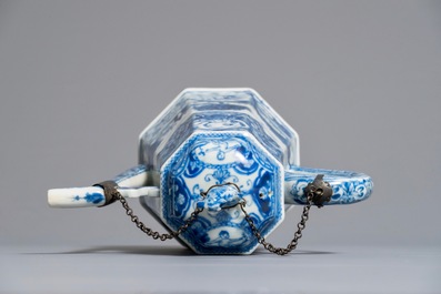 A rare Chinese blue and white "Europa and the bull" coffee pot, Kangxi