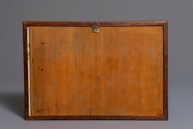 A Chinese qianjiang cai landscape plaque, seal mark, Republic, 1st half 20th C.