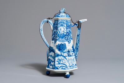 A rare Chinese blue and white "Europa and the bull" coffee pot, Kangxi