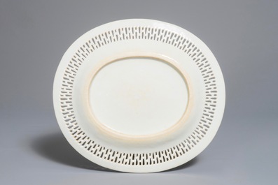 A Chinese reticulated oval 'religious subject' dish, Qianlong