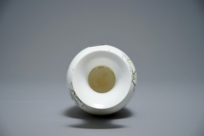 A Chinese famille rose eggshell vase with a Red Cross nurse, Cultural Revolution, 20th C.