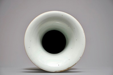 A Chinese famille rose two-sided design vase, 19/20th C.