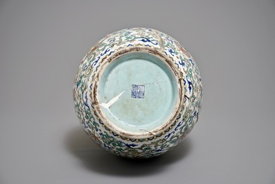 A Chinese doucai baijixiang vase, Qianlong mark, 20th C.