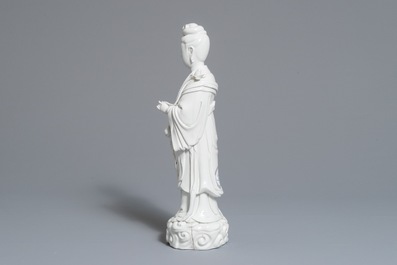 Un mod&egrave;le d'une Guanyin en porcelaine blanc de Chine de Dehua, 18&egrave;me