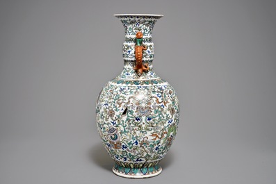 A Chinese doucai baijixiang vase, Qianlong mark, 20th C.