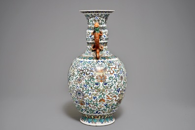 A Chinese doucai baijixiang vase, Qianlong mark, 20th C.
