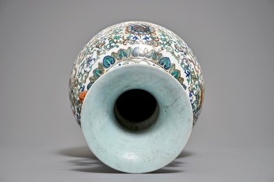 A Chinese doucai baijixiang vase, Qianlong mark, 20th C.