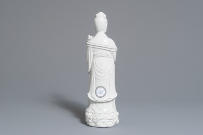 Un mod&egrave;le d'une Guanyin en porcelaine blanc de Chine de Dehua, 18&egrave;me