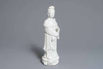 Un mod&egrave;le d'une Guanyin en porcelaine blanc de Chine de Dehua, 18&egrave;me