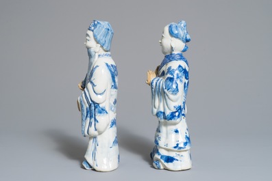 Een paar Chinese blauwwitte figuren, mog. voor de Vietnamese markt, 19e eeuw