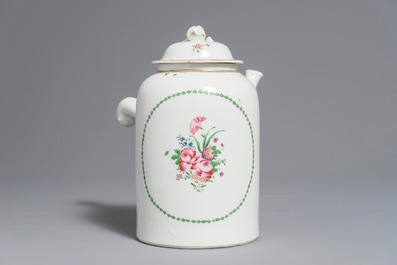 A Chinese famille rose export porcelain chocolate jug, Qianlong