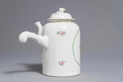 A Chinese famille rose export porcelain chocolate jug, Qianlong